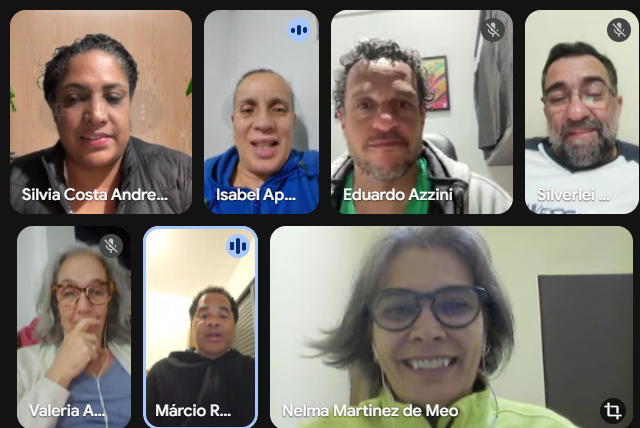 Imagem de uma reunião online onde aparecem 07 pessoas.